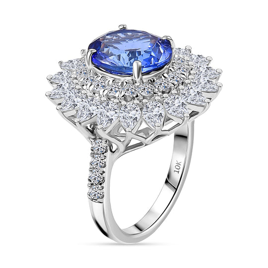 Luxuriant - AA+ Tansanit, Lab Grown Diamant AGI zertifiziert Ring 417 Gold (Größe 17.00) ca. 7.00 ct