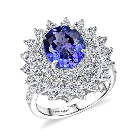 Luxuriant - AA+ Tansanit, Lab Grown Diamant AGI zertifiziert Ring 417 Gold (Größe 17.00) ca. 7.00 ct