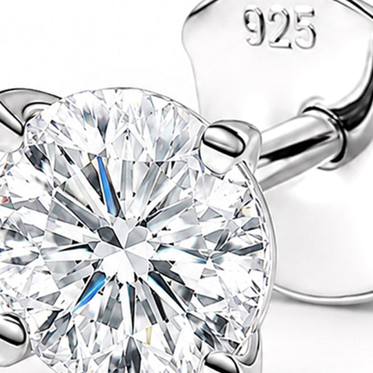 D'Joy 120 Facetten Moissanit Ohrringe 925 Silber platiniert ca. 0.90 ct