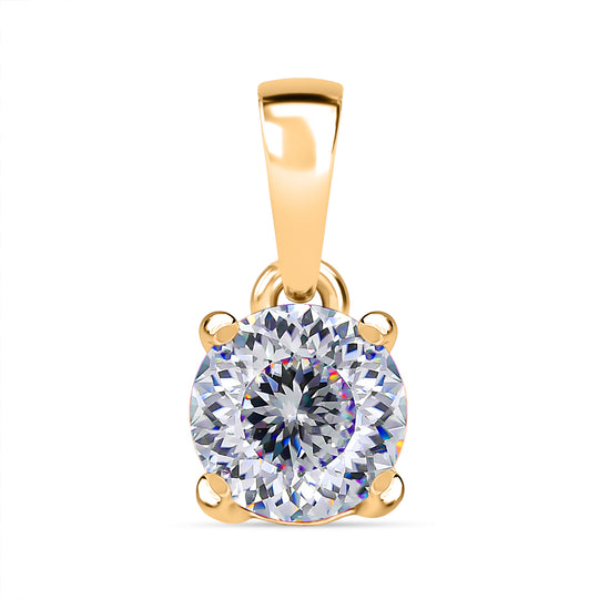D'Joy 120 Facetten Moissanit Solitär Anhänger, 925 Silber rosévergoldet - 0,78 ct.