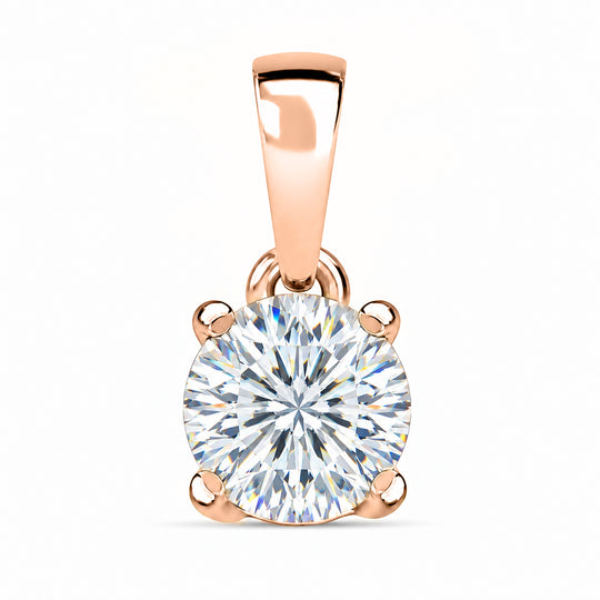 D'Joy 120 Facetten Moissanit Solitär Anhänger, 925 Silber vergoldet - 0,78 ct.