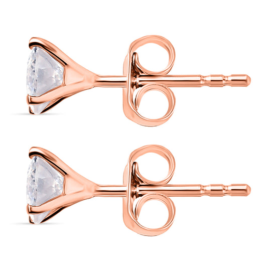 D'Joy 120 Facetten Moissanit Ohrringe 925 Silber rosévergoldet ca. 0.90 ct