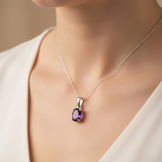 Afrikanischer Amethyst Anhänger 925 Silber rhodiniert ca. 1.17 ct
