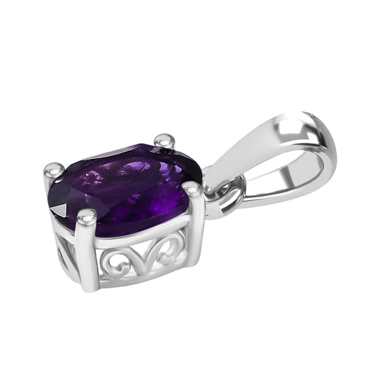 Afrikanischer Amethyst Anhänger 925 Silber rhodiniert ca. 1.17 ct