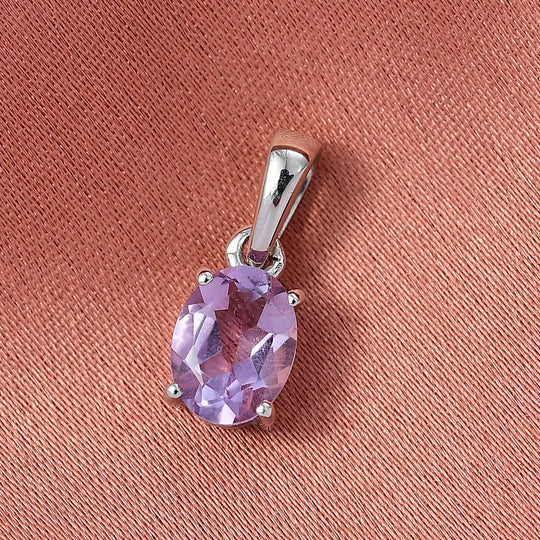 Rose De France Amethyst (Oval 8x6mm) Anhänger 925 Silber rhodiniert ca. 1.13 ct