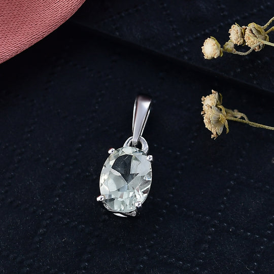 Prasiolith Anhänger 925 Silber rhodiniert ca. 1,20 ct.