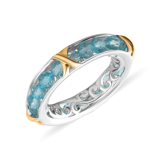 EVER TRUE AA Blauer Apatit Ring Nickelfreies Messing (Größe 20.00) ca. 3,88 ct