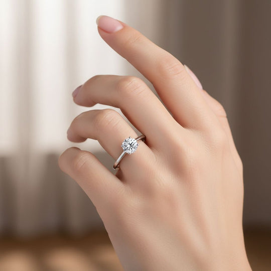 Moissanit Ring 925 Silber rhodiniert (Größe 20.00) ca. 0,46 ct