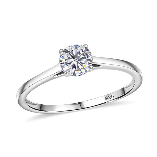 Moissanit Ring 925 Silber rhodiniert (Größe 20.00) ca. 0,46 ct