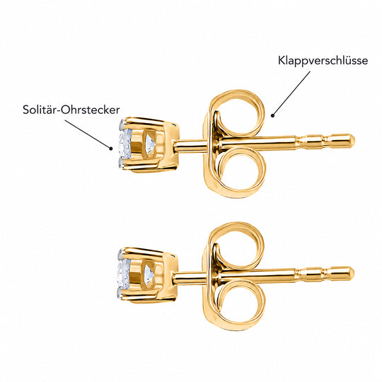 LUXURIANT SI-GH Labor Diamant Ohrringe, 925 Silber 750 vergoldet - 0,25 ct.