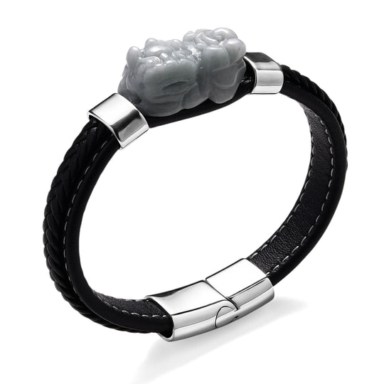 Weißer Jadeit Armband ca. 20 cm 316L Edelstahl ca. 125.00 ct