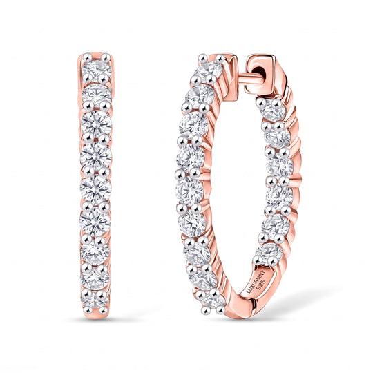 LUXURIANT 2 ct. SGL zertifizierte VS-EF Labor Diamant Ohrringe, 925 Silber 750 Roségold Vermeil