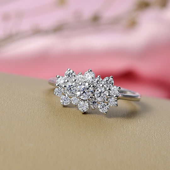 D'Joy Moissanit Ring 925 Silber rhodiniert (Größe 18.00) ca. 0,88 ct