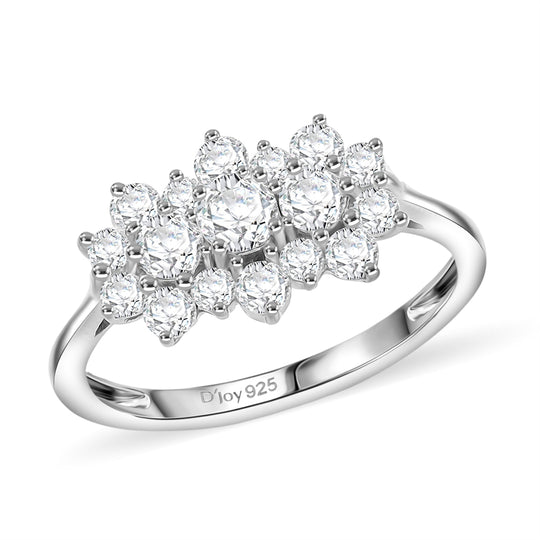 D'Joy Moissanit Ring 925 Silber rhodiniert (Größe 18.00) ca. 0,88 ct