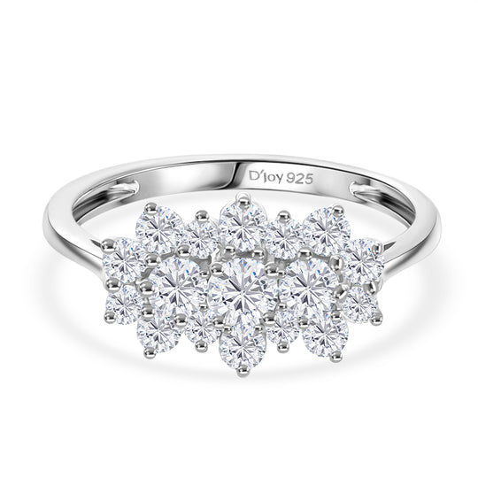 D'Joy Moissanit Ring 925 Silber rhodiniert (Größe 18.00) ca. 0,88 ct
