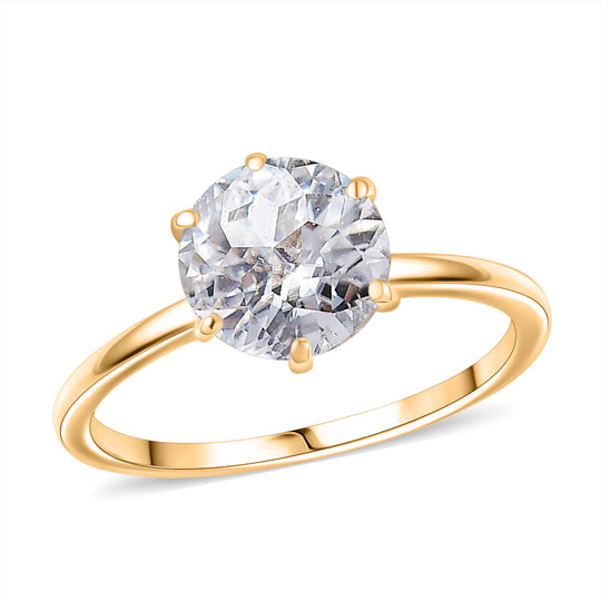 D'Joy Moissanit Ring 925 Silber 750 Gelb Vergoldet (Größe 19.00) ca. 1,77 ct