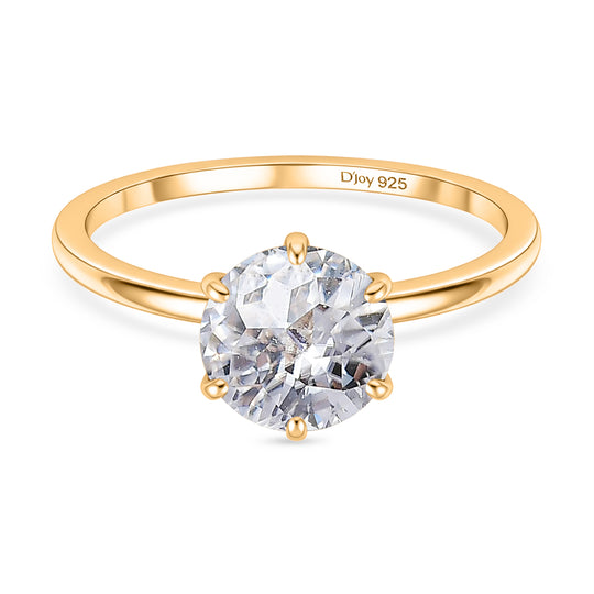 D'Joy Moissanit Ring 925 Silber 750 Gelb Vergoldet (Größe 19.00) ca. 1,77 ct