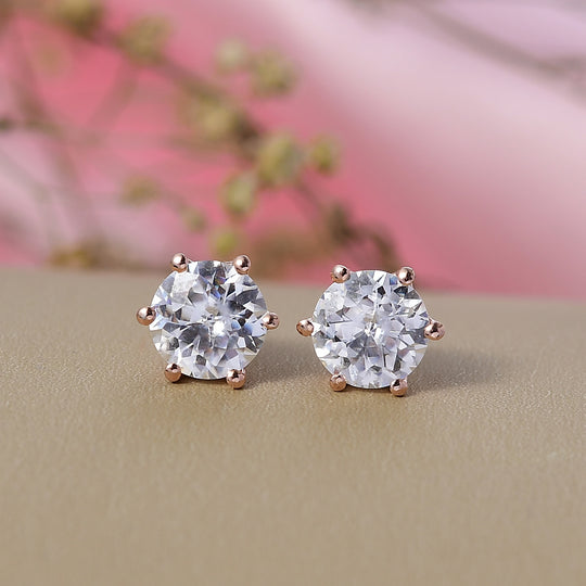 D'Joy Moissanit Ohrringe 925 Silber 750 rosévergoldet ca. 1.90 ct