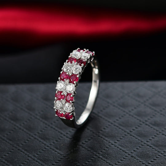 Luxuriant - AAA Natürlicher Mosambik-Rubin, Lab Grown Diamant AGI zertifiziert Ring 417 Gold (Größe 19.00) ca. 1.51 ct