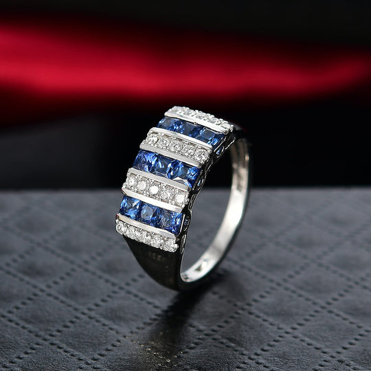 Luxuriant - AAA Ceylon-Saphir, Lab Grown Diamant AGI zertifiziert Ring 417 Gold (Größe 18.00) ca. 1.40 ct