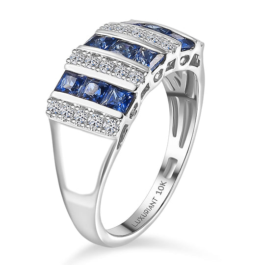 Luxuriant - AAA Ceylon-Saphir, Lab Grown Diamant AGI zertifiziert Ring 417 Gold (Größe 18.00) ca. 1.40 ct