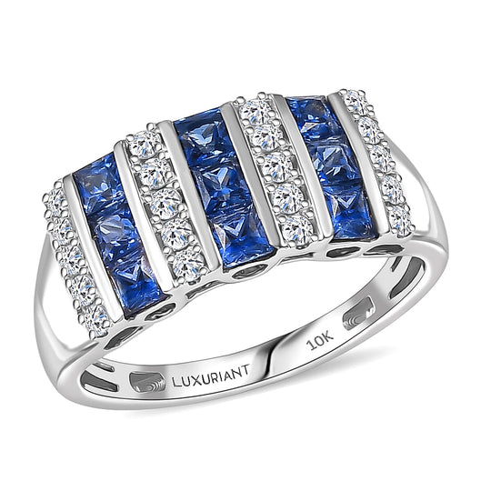 Luxuriant - AAA Ceylon-Saphir, Lab Grown Diamant AGI zertifiziert Ring 417 Gold (Größe 18.00) ca. 1.40 ct