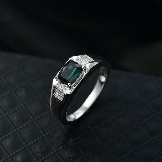 LUXORO AAA Indicolite, Weißer Diamant AGI zertifiziert Ring 417 Gold (Größe 18.00) ca. 1.47 ct