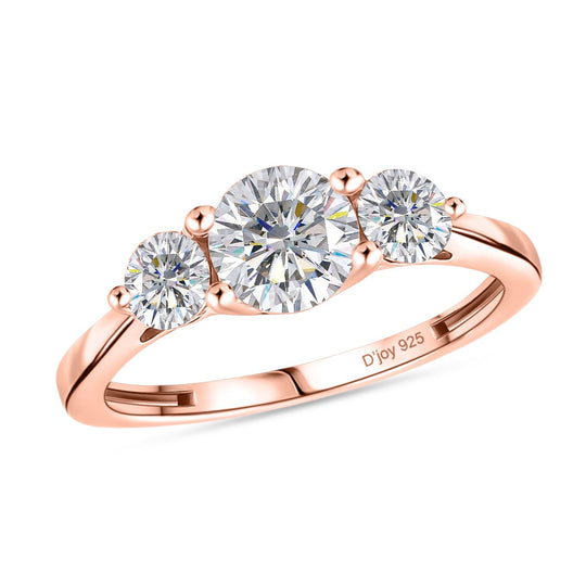 D'Joy Moissanit Ring 925 Silber 750 rosévergoldet (Größe 19.00) ca. 1,22 ct