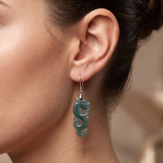 D'Joy Natürlicher Olmek Jadeit Ohrringe 925 Silber rhodiniert ca. 20.00 ct