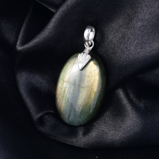 Feuer Labradorit Anhänger 925 Silber ca. 35.12 ct