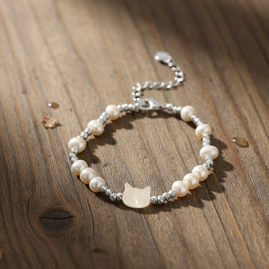 Weiße Muschelkernperle, Mehrfarbige Süßwasser Perle Armband ca. 15.25 cm + 3.5 cm Extender, Nickelfreies Messing Silberfarben