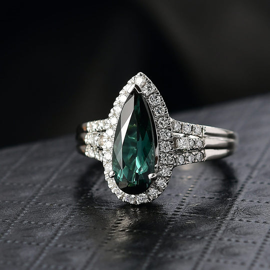 Rhapsody AAAA Pirineu Lagoon Tourmaline, Weißer Diamant AGI zertifiziert Ring 950 Platin (Größe 16.50) ca. 1.44 ct