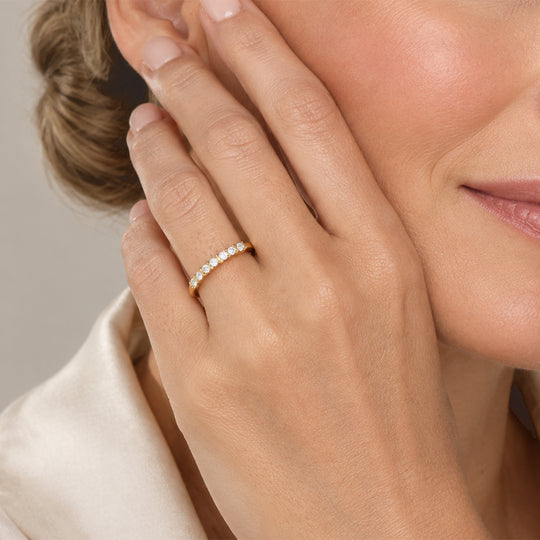 LUXURIANT DIAMOND - Lab Grown Diamant SI-GH Ring 925 Silber 750 Gelb Vergoldet (Größe 16.00) ca. 0.210 ct