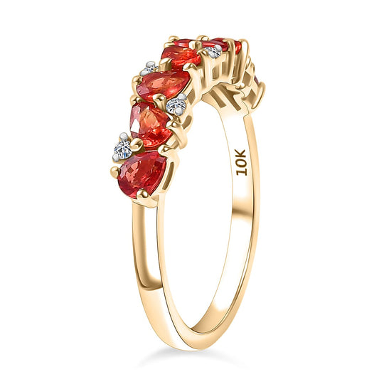 Luxuriant - AAA Orange Saphir, Lab Grown Diamant AGI zertifiziert Ring 417 Gold (Größe 19.00) ca. 1.81 ct