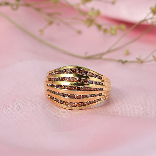 LUXURIANT DIAMOND - Lab Grown Roter Diamant SI Ring 925 Silber 750 Gelbgold vermeil (Größe 19.00) (10-15 Werktage Lieferzeit) ca. 1.50 ct