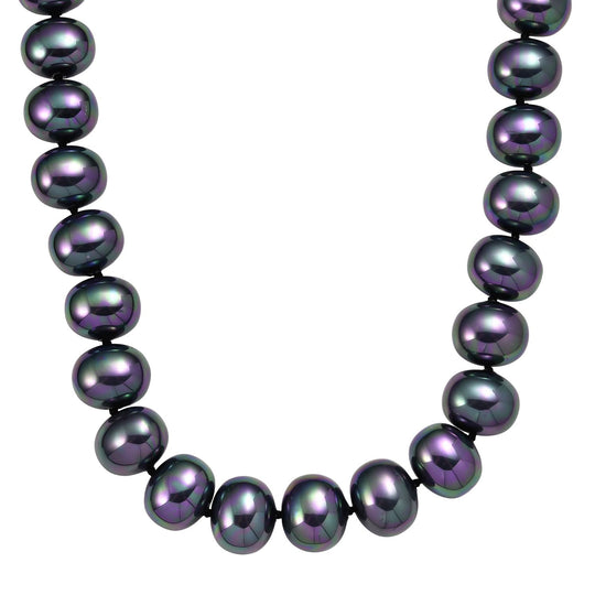 Pfaufarbene Muschelkernperle (19 mm) Halskette, 50cm, Edelstahl