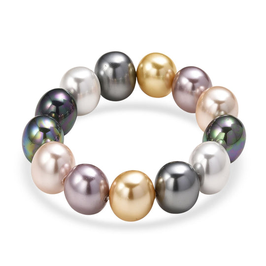 Pfaufarbene Muschelperle (19 mm) Armband, flexibel (ca. 19- 20 cm)