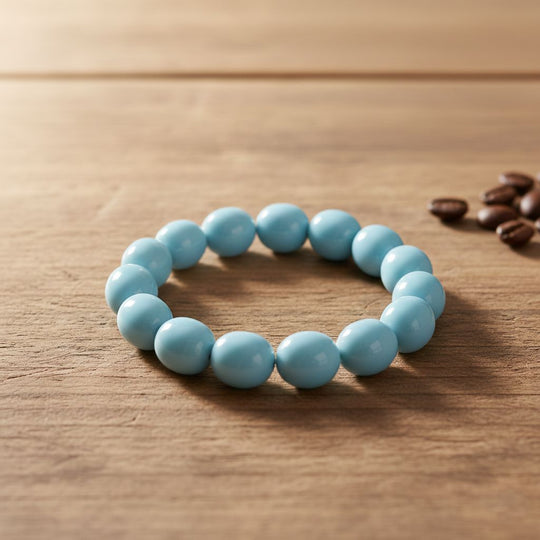 Sleeping Beauty Farbe Muschelperlen (15x13 mm) Armband Flexibles (ca. 18.5 - 19.75 cm)
