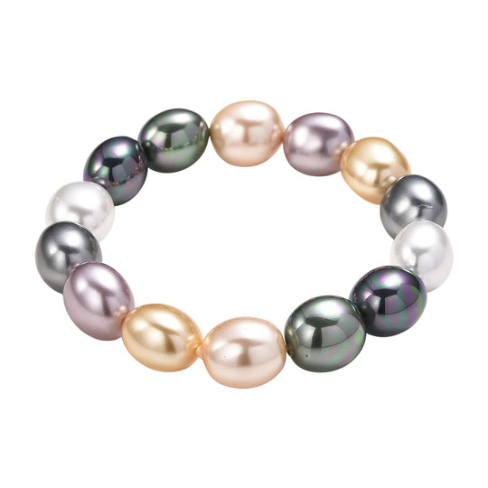 Sleeping Beauty Farbe Muschelperlen (15x13 mm) Armband Flexibles (ca. 18.5 - 19.75 cm)
