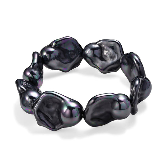 Pfaufarbene Muschelperle (23x27 mm) Armband, flexibles (Größe 19-20 cm)