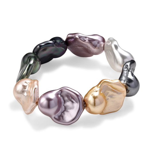 Pfaufarbene Muschelperle (23x27 mm) Armband, flexibles (Größe 19-20 cm)