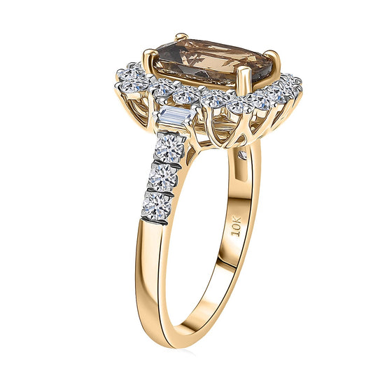 Luxuriant - AAA Natürlicher goldener Tansanit, Lab Grown Diamant AGI zertifiziert Ring 417 Gold (Größe 18.00) ca. 2.85 ct