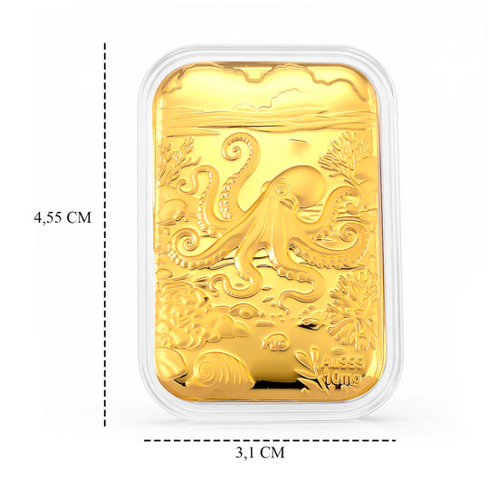 999er Goldfolie mit Oktopus-Motiv, 4,5x3,1cm, 10mg