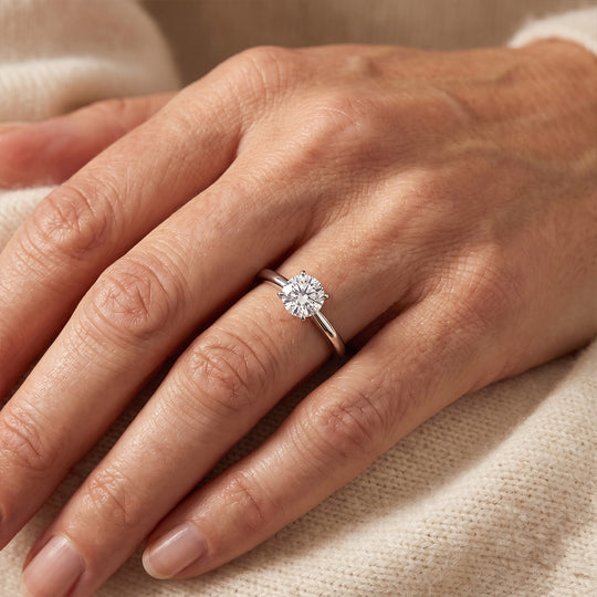 LUXURIANT VS-EF Labor Diamant Solitär Ring, 925 Silber rhodiniert - 0,50 ct.