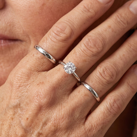 LUXURIANT VS-EF Labor Diamant Solitär Ring, 925 Silber rhodiniert - 0,50 ct.