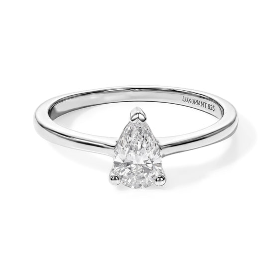 LUXURIANT 0,50 ct. VS-EF Labor Ovalschliff Diamant Ring, 925 Silber rhodiniert