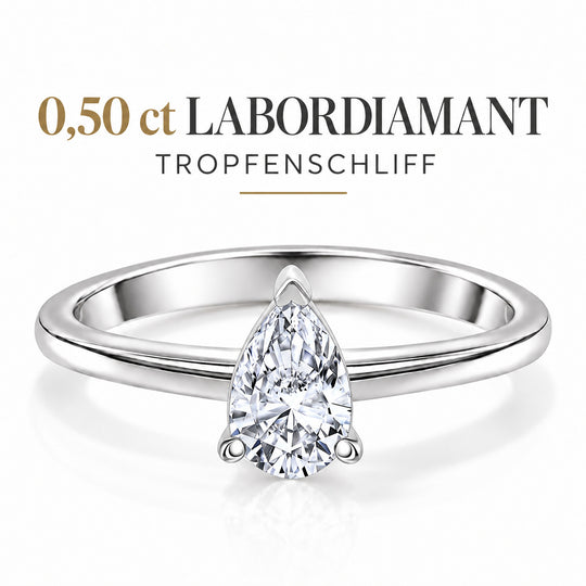 LUXURIANT DIAMOND - Lab Grown Diamant VS-EF Ring 925 Silber rhodiniert (Größe 20.00) ca. 0,50 ct