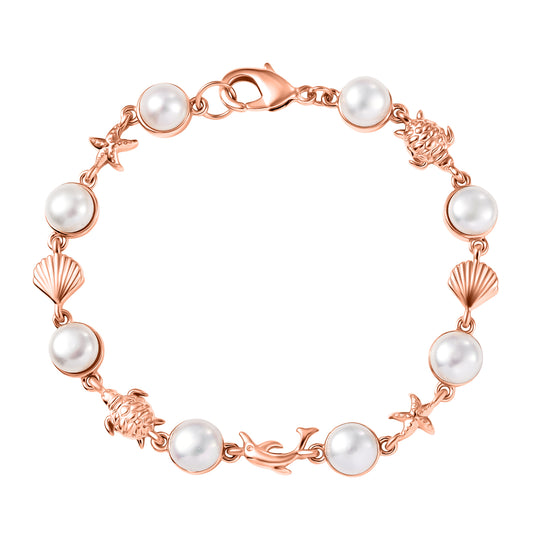 EVER TRUE Süßwasser Perle (7.5-8 mm) Armband ca. 19 cm Nickelfreies Messing, Rosegoldfarben