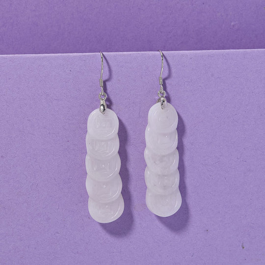EXTREM SELTEN Weiße Jade Ohrringe 925 Silber rhodiniert ca. 55.00 ct
