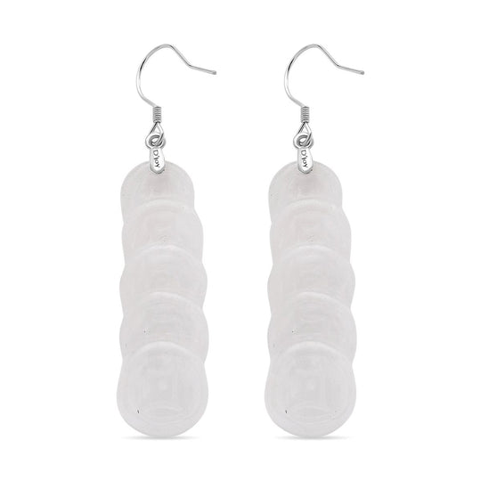 EXTREM SELTEN Weiße Jade Ohrringe 925 Silber rhodiniert ca. 55.00 ct
